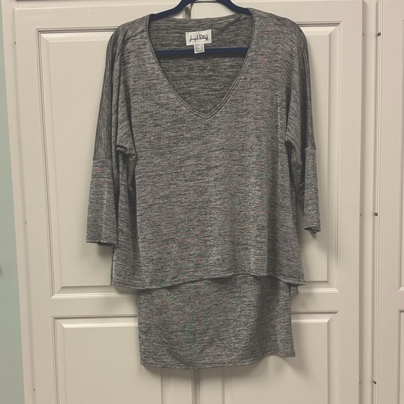 Joseph Ribkoff Gray Overlay Top SZ -12 - Picture 1 of 6